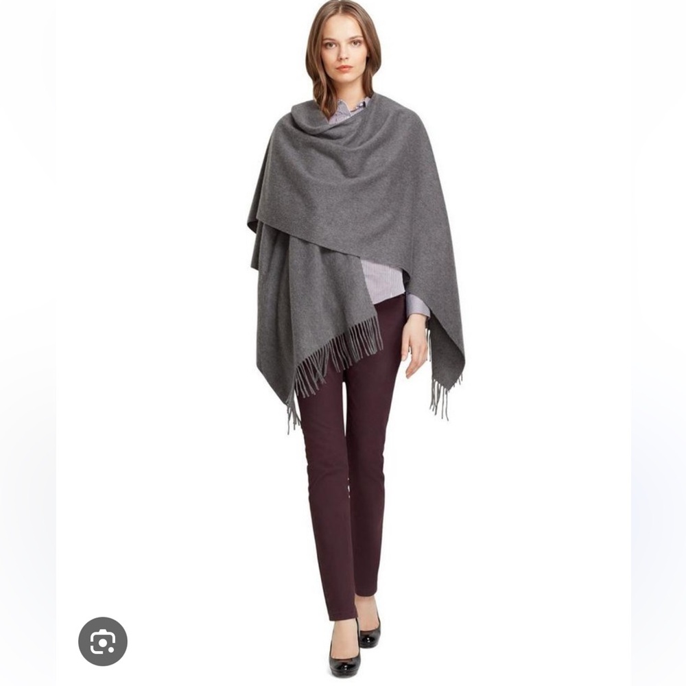 BROOKS BROTHERS 100% Cashmere Ruana Wrap in Gray PRISTINE One Size